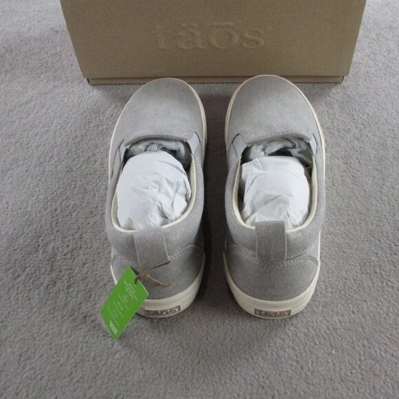 Taos Shoes Ladies 7.5 Medium Grey Wash Canvas Rubber Soul Slip On Casual Sneaker - Picture 4 of 7